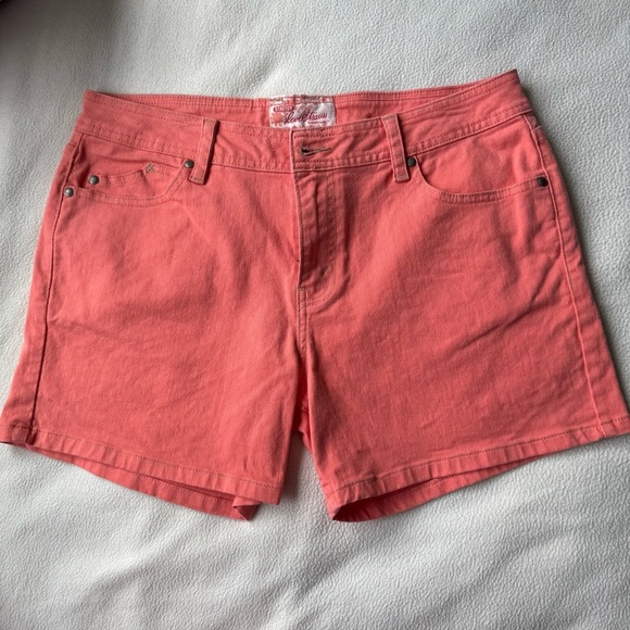 Signature by Levi Strauss coral/orange Jean Shorts  stretch Mid-Length - Picture 1 of 6